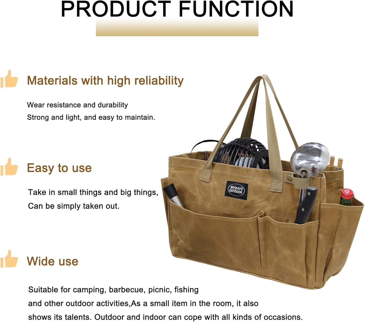 Waxed Canvas Camping Tool Storage Bag