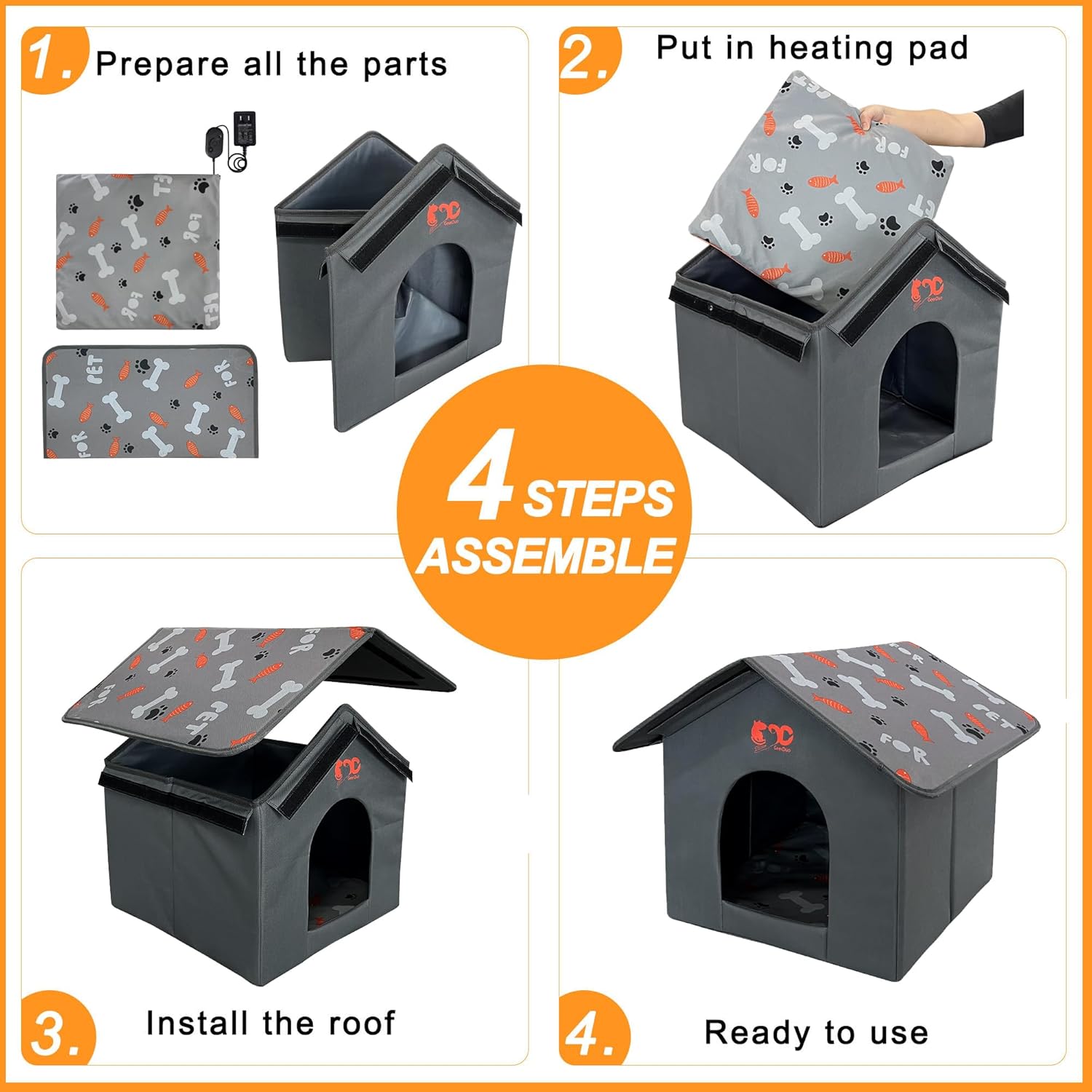 Heated Pet House for Cats & Small Dogs